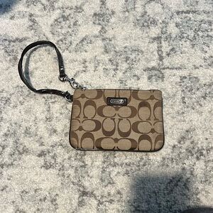 Coach signature wristlet brown